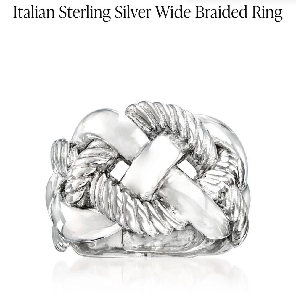 Ross Simons Italian sterling silver wide braided ring size 5